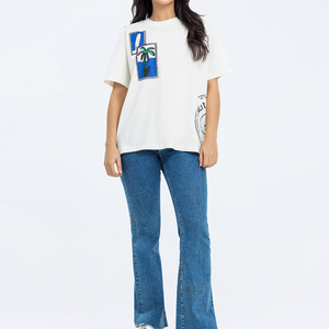 Camiseta Blanca de Manga Corta para Mujer, Corte Regular, 100% Algodón, Secado Rápido, Transpirable, Cuello Redondo, Informal, Primavera/Verano - Product Image 3