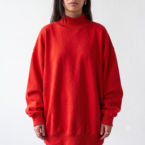 Autumn Custom Embroidery Women's Solid Color Drop Shoulder Plus Size Pullover New Arrival <b>Brushed</b> French Mock Neck Sweatshirt - Product Image 1