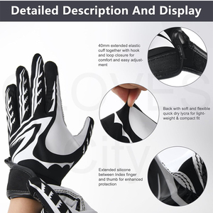 Guantes de Fútbol Americano de Cuero Antideslizantes e Impermeables con Tecnología de Agarre Avanzada, Transpirables y Ajustables, Personalizables - Product Image 3