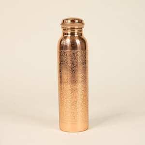 Bouteille de voyage et de sport réutilisable en cuivre pur de 200 ml, fabriquée à la main, design classique, anti-fuite, écologique, avec couvercle, parfaite - Product Image 4