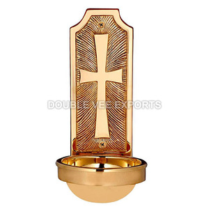 อ่างน้ำมนต์ |   ที่วางน้ำมนต์ติดผนังทองเหลืองลายกากบาท – DOUBLE VEE EXPORTS - Product Image 2