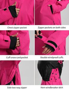 Ensemble veste et pantalon de snowboard pour femme, taille haute, imperméable, respirant, tenue de ski d'hiver, vêtements de sport surdimensionnés, vêtements d'extérieur - Product Image 3