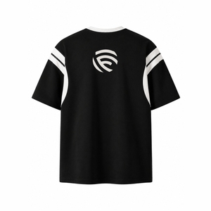 T-shirt en coton premium style streetwear avec empiècements contrastés pour hommes et femmes - Product Image 3