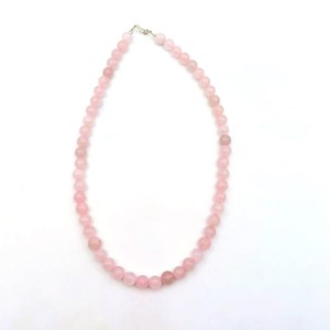 Natural 8mm Rose Quartz Beads Line | <b>Pink</b> Quartz Love Jewelry <b>Necklace</b> | Handmade Minimal Boho <b>Pink</b> Quartz 21 <b>Necklace</b> With Hook - Product Image 1