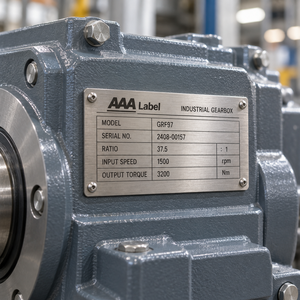 Plaque signalétique métallique imprimée personnalisée pour équipement industriel avec logo, numéro de modèle et numéro de série – Fournisseur OEM - Product Image 5