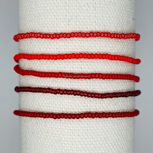 <b>Red</b> Seed Beads Charm <b>Bracelet</b> Set Handmade Beaded <b>Bracelets</b> Minimalist Luxury Stretch Custom Color Gift Jewelry Wholesale - Product Image 1