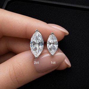 Marquise Cut <b>Moissanite</b> Diamond Stud <b>Earrings</b> 925 Sterling Silver VVS Luxury Sparkle Bridal Jewelry Elegant <b>Earrings</b> - Product Image 4