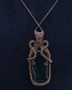 Collar de ágata natural con colgante envuelto en alambre de cobre |   Collar de Piedras Preciosas Estilo Boho Hecho a Mano - Product Image 2