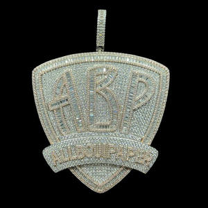 Colgante de Hip Hop de oro rosa para mujer cristiana personalizada con gemas RB IGI certificado totalmente helado VVS Moissanite bisel ajuste brillante - Product Image 4