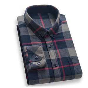Men's Plaid Flannel Shirt Long Sleeve Button Down Casual Cotton Checkered Turn-down Collar Autumn Wear flannel shirt men - Product Image 4