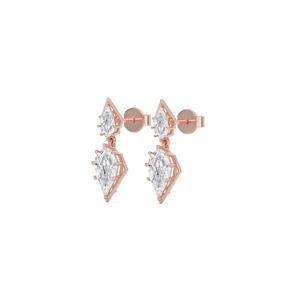 Pendientes de oro rosa de 9 quilates con diamantes cultivados en laboratorio, 2.69 CTW, corte escalonado en forma de pera, joyería fina, diseño elegante para mujer - Product Image 6