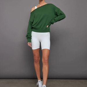 High Quality Gym Fitness Custom Logo <b>Off</b> <b>Shoulder</b> Sweatshirt for Women in French Terry Cotton <b>Long</b> <b>Sleeve</b> <b>Top</b> Fashion Sweatshirt - Product Image 5