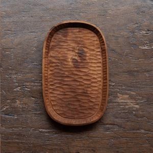 Bandeja Ovalada de Madera Maciza para Servir |   Bandeja Decorativa para Café, Té y Aperitivos, Tallada a Mano en Madera de Acacia |   Bandeja de Exhibición de Madera Rústica Vintage - Product Image 1