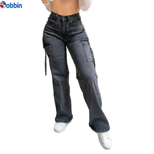 Nuevos Jeans Cargo de Mezclilla de Primera Calidad, Servicio OEM ODM, Corte Regular, Transpirables, Ecológicos, Cintura Media, Ropa de Mujer - Product Image 3