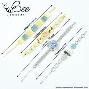Fashion Unique 14k Gold and Silver Color Crystal Stone <b>Bracelet</b> Elegant Handmade <b>Copper</b> Women Wide Chains Resin <b>Bracelet</b> - Product Image 4