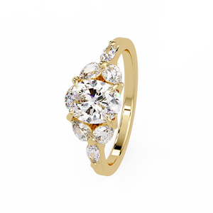 Unique Floral Pear Engagement Rings 18K <b>Solid</b> Gold 1.00 Ct Oval Cut Marquise Lab Grown Diamond Rings IGI Certified Factory Price - Product Image 3