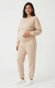 Conjunto Deportivo de Algodón para Mujer, Sudadera Holgada de Manga Larga con Hombros Caídos y Pantalones Deportivos para Embarazadas, Conjunto Deportivo de Felpa - Product Image 6