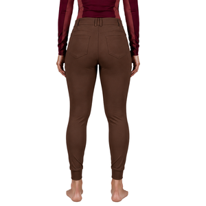 Pantalon d'équitation marron chocolat pour femme, taille haute, extensible, avec passants de ceinture, pour la compétition et l'entraînement, vêtement de sport - Product Image 2