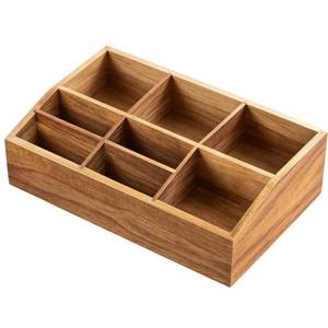 Boîte de rangement rectangulaire artisanale en bois pour sel et poivre, style minimaliste à un seul niveau, pour articles divers, organisateur de meuble. - Product Image 1