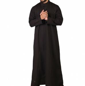 Túnica Árabe Marroquí Dubai 2026, Abaya Musulmana Brillante, Thobe Kaftan para Hombre, Vestido Largo de Lujo, Talla Grande, Tejido Transpirable, Color Negro - Product Image 1