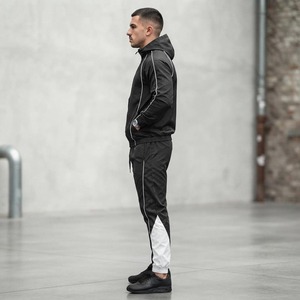 Custom Embroidered logo Lightweight piping Windbreaker <b>Zip</b> Jacket Set Nylon Streetwear Tracksuit Stripe Sweatsuit for Men - Product Image 2