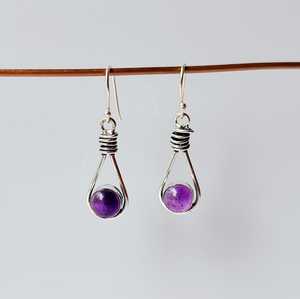 Amethyst <b>Dangle</b> <b>Earrings</b> Sterling <b>Silver</b> Plated Handmade Natural Gemstone Jewelry Women Gift Fashion <b>Earrings</b> - Product Image 3