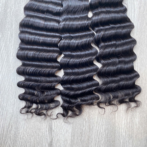 Factory Price 100% Raw Virgin Vietnamese Human Weft Lace <b>Wig</b> <b>Deep</b> <b>Wave</b> Black Color Super Double Drawn Hair Extensions - Product Image 5