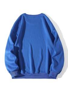 Wholesale Blue Crew Neck <b>Sweatshirt</b> <b>Women</b> Drop Shoulder <b>Long</b> Sleeve Solid Casual Pullover <b>Sweatshirt</b> - Product Image 2