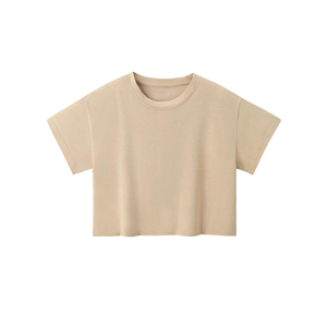New Arrivals Women Casual Summer Short Sleeve Organic Cotton Plain Dyed Breathable Custom Logo <b>Crop</b> <b>Top</b> Eco-Friendly 100% Cotton - Product Image 6