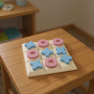 Juego de Tic Tac Toe Educativo de Madera de Pino Americano Resistente para Niños de 5 a 7 Años, para Área de Juegos - Product Image 1