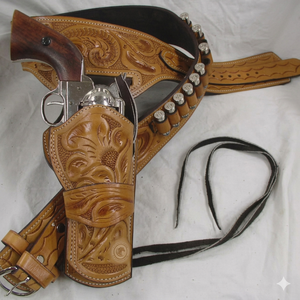 Étui de ceinture en cuir premium, porte-cartouches de style western cowboy, sangle réglable, ensemble de ceinture utilitaire pour l'équitation - Product Image 1