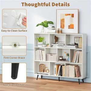 Librería Moderna de 10 Cubos con 5 Patas Metálicas, Organizador de Almacenamiento de 3 Niveles - Product Image 6