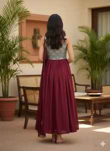 Conjunto de Kurta Larga con Pantalón y Dupatta de Chifón para Mujer, 3 Piezas, Traje Étnico Festivo Elegante, Estilo Indio-Pakistaní - Product Image 3