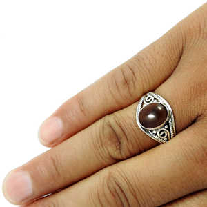 Nouveauté, bague en argent sterling 925 faite à la main avec pierre précieuse en quartz fumé naturel de coupe ovale, meilleur cadeau de bijoux pour elle, bague bohème - Product Image 3