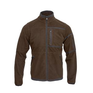 Men's <b>Brown</b> <b>Fleece</b> Jacket Stand Collar Zipper Closure Casual Autumn Wear Breathable Knitted Polyester Material - Product Image 1