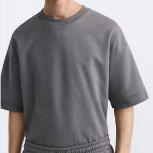 Conjunto de Camisa Casual de Verano para Hombre, Color Gris Sólido, Transpirable, de Algodón Tejido, Manga Corta, Pantalones Cortos con Cintura Ajustable con Cordón - Product Image 5