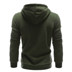 Sweat à capuche pour homme en coton tricoté, coupe ajustée, vert olive, décontracté, pour l'hiver, avec poches, maintenant disponible à la vente - Product Image 2