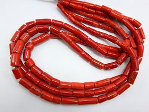 Perles tubulaires lisses en corail rouge italien naturel, pierres précieuses en vrac pour la fabrication de bijoux, vente en gros - Product Image 5