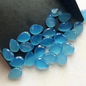 พลอยแคลเซโดนีสีน้ำเงินธรรมชาติขนาด 5 มม. 7 มม. รูปทรงลูกแพร์เจียระไน ขายส่งพลอยเม็ดเดี่ยวสำหรับทำแหวน จี้ สร้อยข้อมือ เครื่องประดับ - Product Image 3