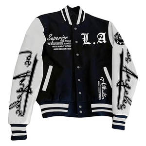 Chaqueta Varsity para hombre, con bloques de color, estampado gráfico de letras, manga larga, informal, estilo béisbol, estilo universitario retro, con botones, estilo urbano - Product Image 1