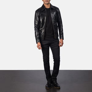 Men Genuine <b>Leather</b> <b>Jacket</b> Motorcycle Biker Style Zip Up Slim Fit Custom Logo <b>Winter</b> Outerwear OEM - Product Image 6