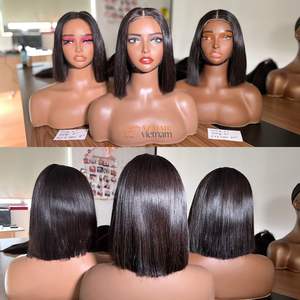 Pelucas Cortas Bob de Encaje HD/Suizo al por Mayor, Cabello Humano Virgen Remy Super Double Drawn, Estilo Kim K para Peluca con Frente de Encaje, 200g, Cutícula Alineada - Product Image 6