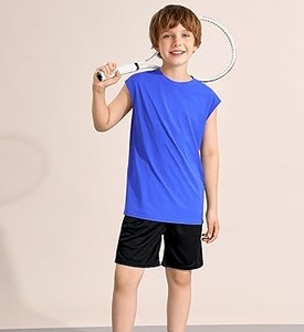 Camiseta sin mangas 100% algodón para niños, chaleco deportivo con cuello redondo, camiseta de verano para niños, transpirable. - Product Image 3