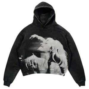 Wholesale Custom 100% Cotton Fleece Sweatshirt <b>Men</b> Drop Shoulder <b>Hoodie</b> Embroidered Puff Print Solid Winter Casual Pullover Wear - Product Image 4