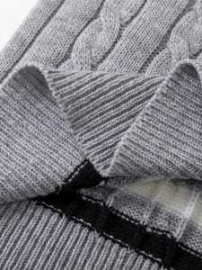 Gilet pull sans manches pour homme, style preppy, col en V, tricot torsadé, bordure à rayures contrastantes, décontracté, pour affaires, universitaire, cricket - Product Image 4