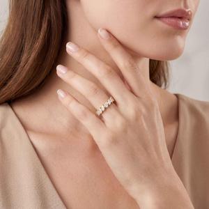 Anillo de oro rosa de 9k con diamantes cultivados en laboratorio, apilables, de forma elegante, corte marquesa y pera, joyería de oro blanco y oro amarillo, brillo radiante. - Product Image 5