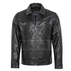 Veste en cuir de vache élégante pour homme, style décontracté, avec col montant, logo sur le devant, design à capuche, tissu respirant, coupe confortable pour l'hiver - Product Image 5