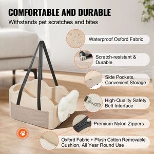 Trasportino per Animali Domestici: Sedile Rialzato per Cani da Console Centrale con Clip per Bracciolo Regolabile e Guinzaglio - Product Image 3