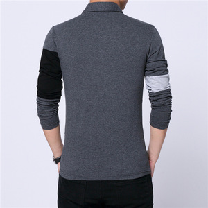 Polo à manches longues pour homme, design bicolore, logo personnalisé, vêtements de sport décontractés, qualité supérieure, mélange de coton - Product Image 4