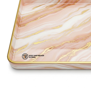 Nordic Style Blush Pink Resin Tray with Gold Border High-Gloss Marbled <b>Perfume</b> Display Organizer Aesthetic Decorative Resin - Product Image 4